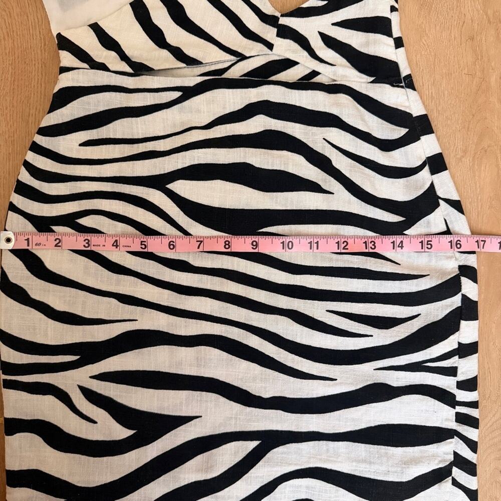 Zara black & white Zebra Print linen blend cutout spaghetti strap Mini Dress XS - Picture 12 of 16